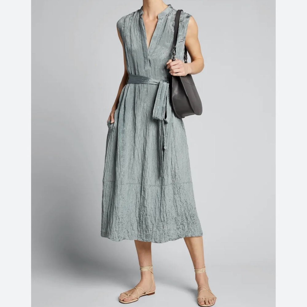 Vince Sage Green Textured Midi Dress